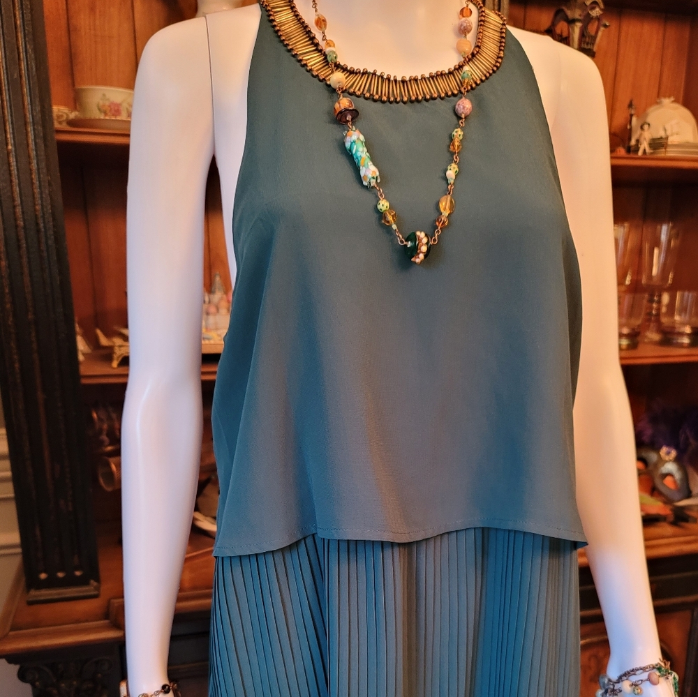 NWOT Everly Green Beaded Dress Sz L